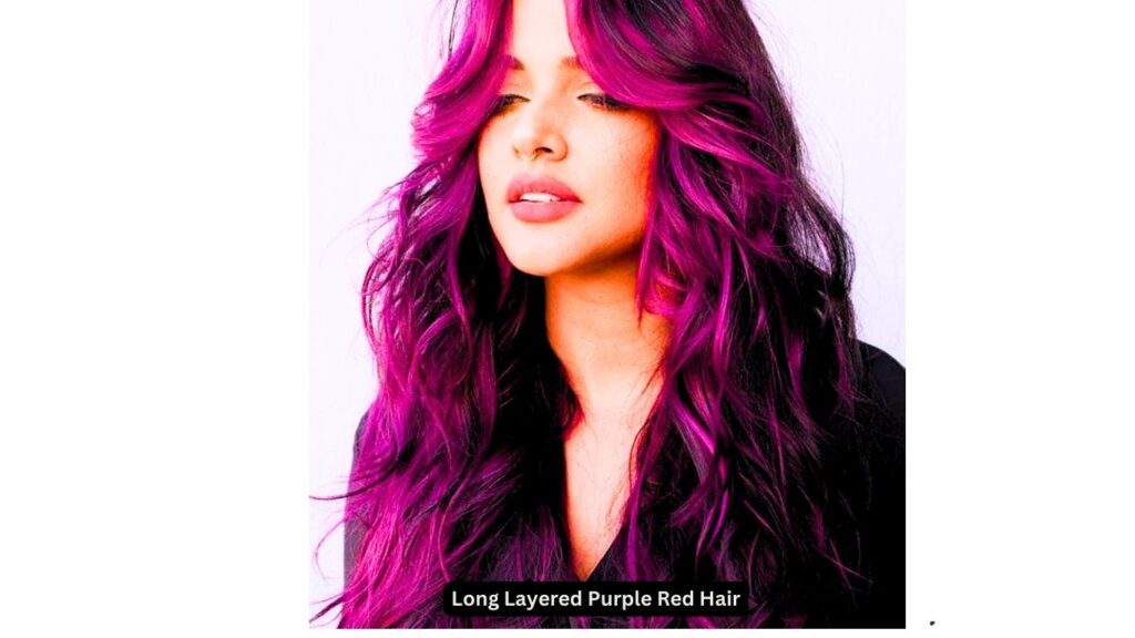 Long Layered Purple Red Hair
