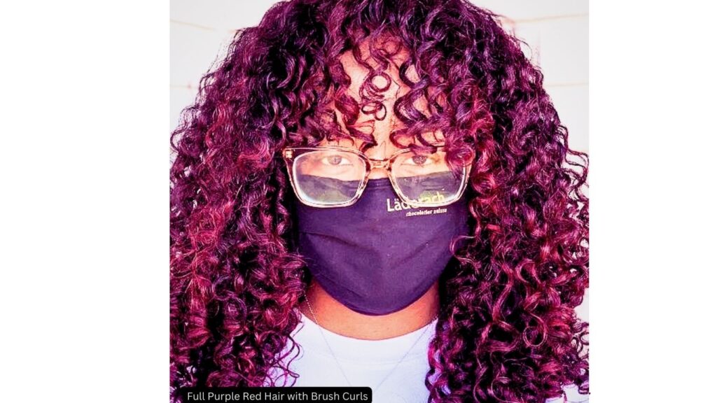 Full Purple Red Hair with Brush Curls
