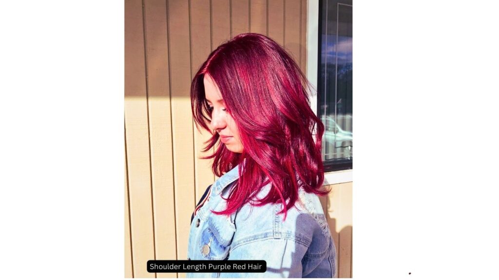 Shoulder Length Purple Red Hair
