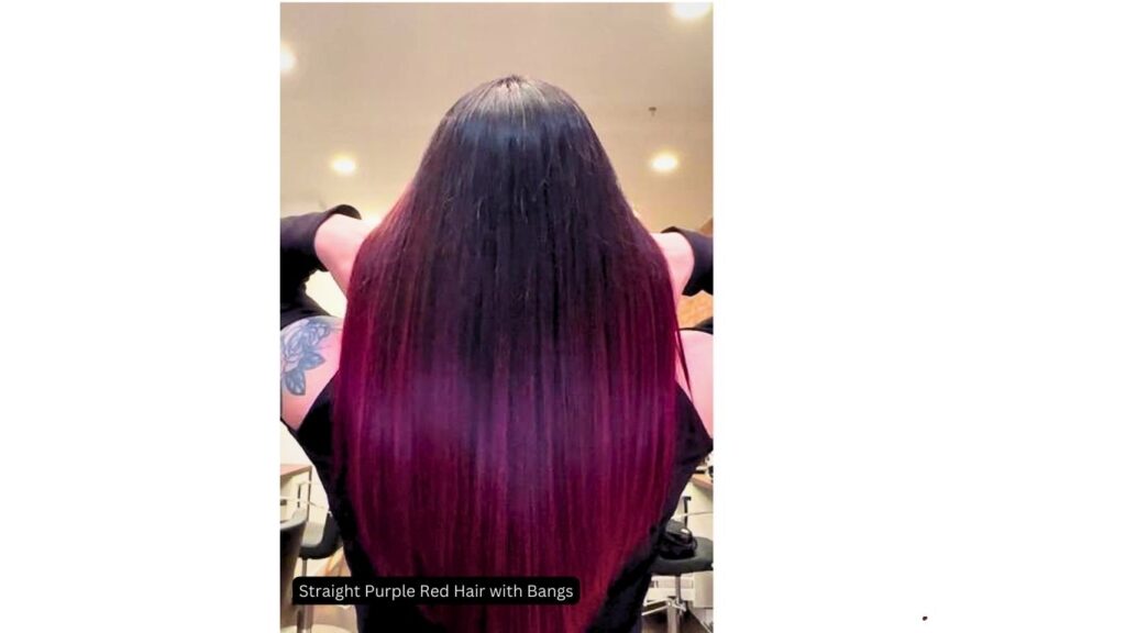 Straight Purple Red Hair with Bangs