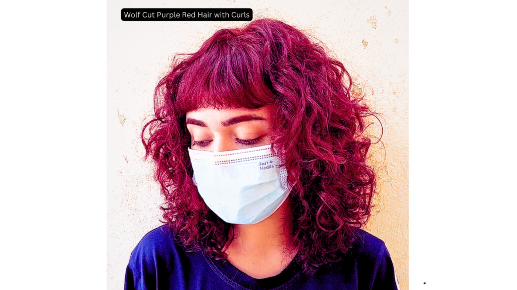 Wolf Cut Purple Red Hair with Curls